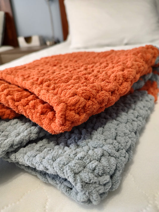 Baby Blanket - Orange/Gray